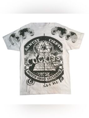 Sz Large Cookies Graphic White Men's T-Shirt with Black Symbol Print